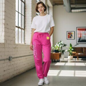 Poppi Womens Serving Flavor Print Pink Jogger Sweatpants With Pockets Size Large